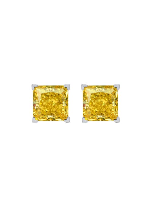 Yellow [e 0210] 925 Sterling Silver High Carbon Diamond Geometric Dainty Stud Earring